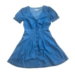 Madewell Women's Blue Denim Daylily Dress Knee Length Button Up Short Sleeve - 2